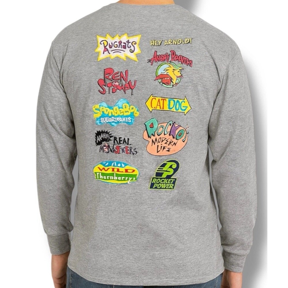 Nickelodeon Long Sleeve Shirt Mens L 90s Nicktoons Rugrats SpongeBob Cartoon
